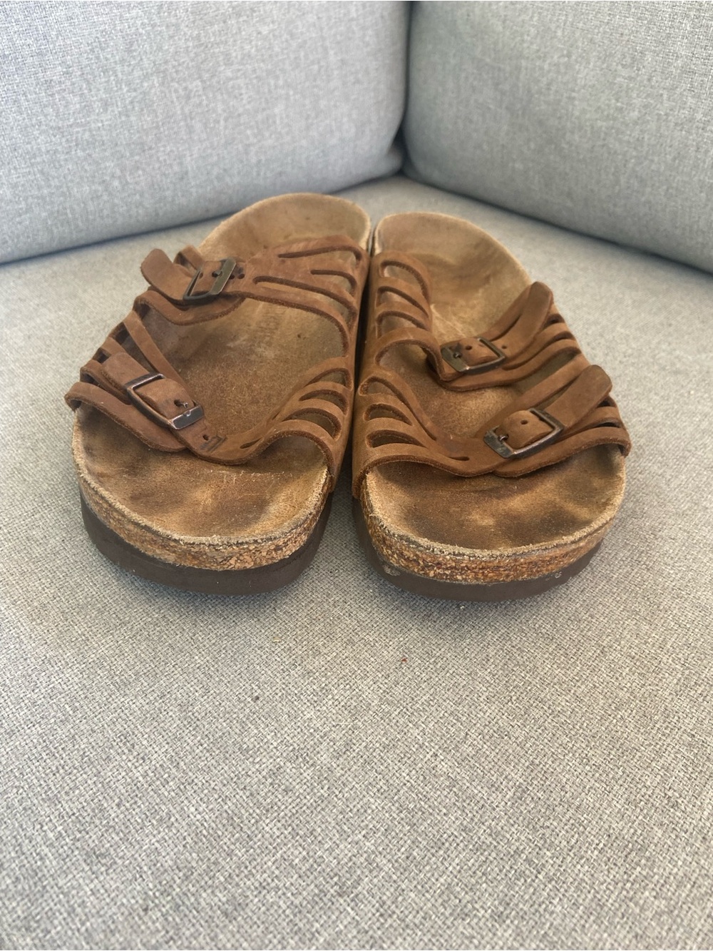 Birkenstock Brown Suede Strappy Slide Sandals - Picture 5 of 8